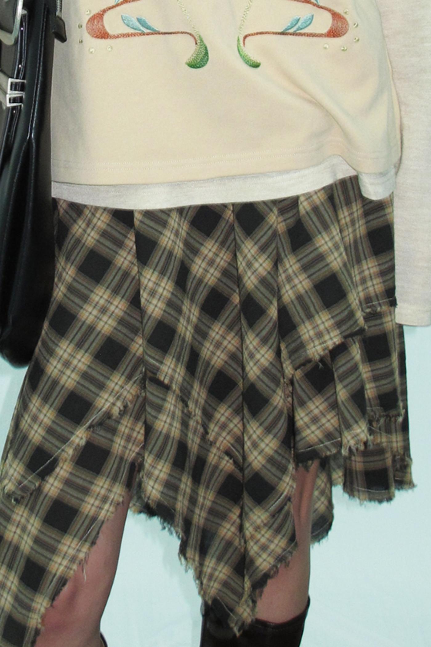 Wood Grain Pleat Skirt