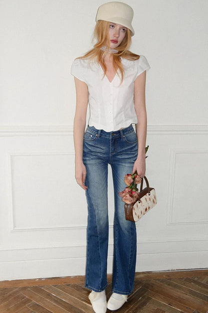 American Retro Distressed Flared Jeans