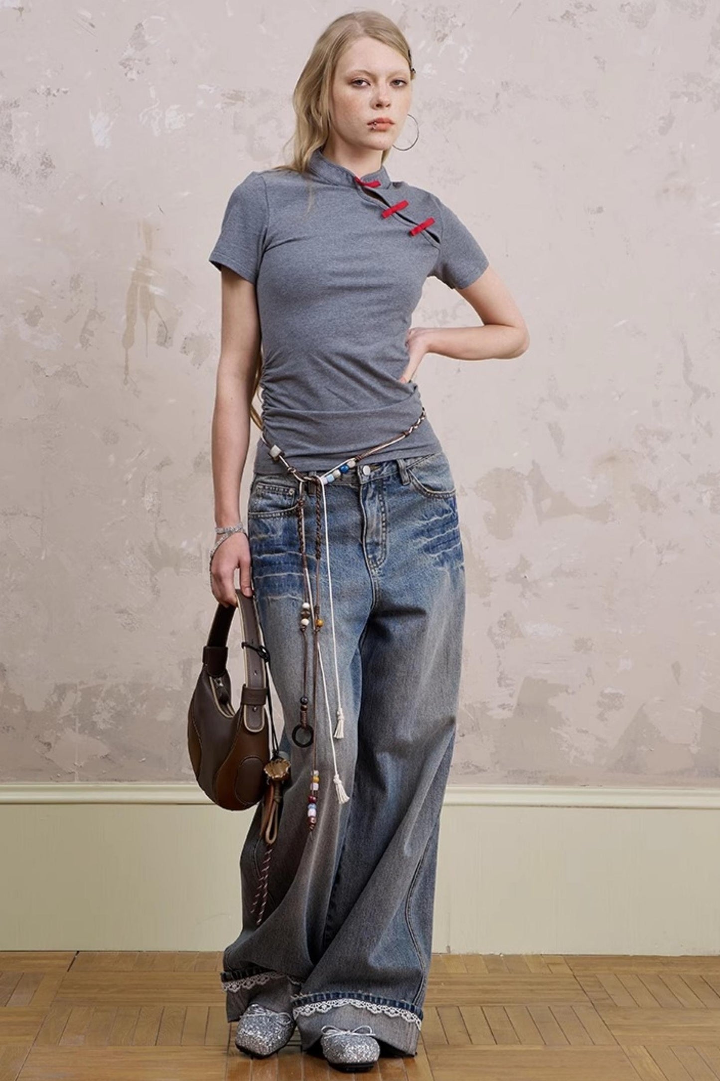 Chinese Chic Bow Short Sleeve Top