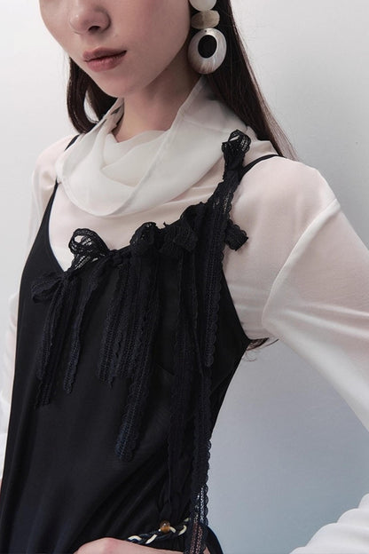 Dark Silk Butterfly Wings Slip Dress