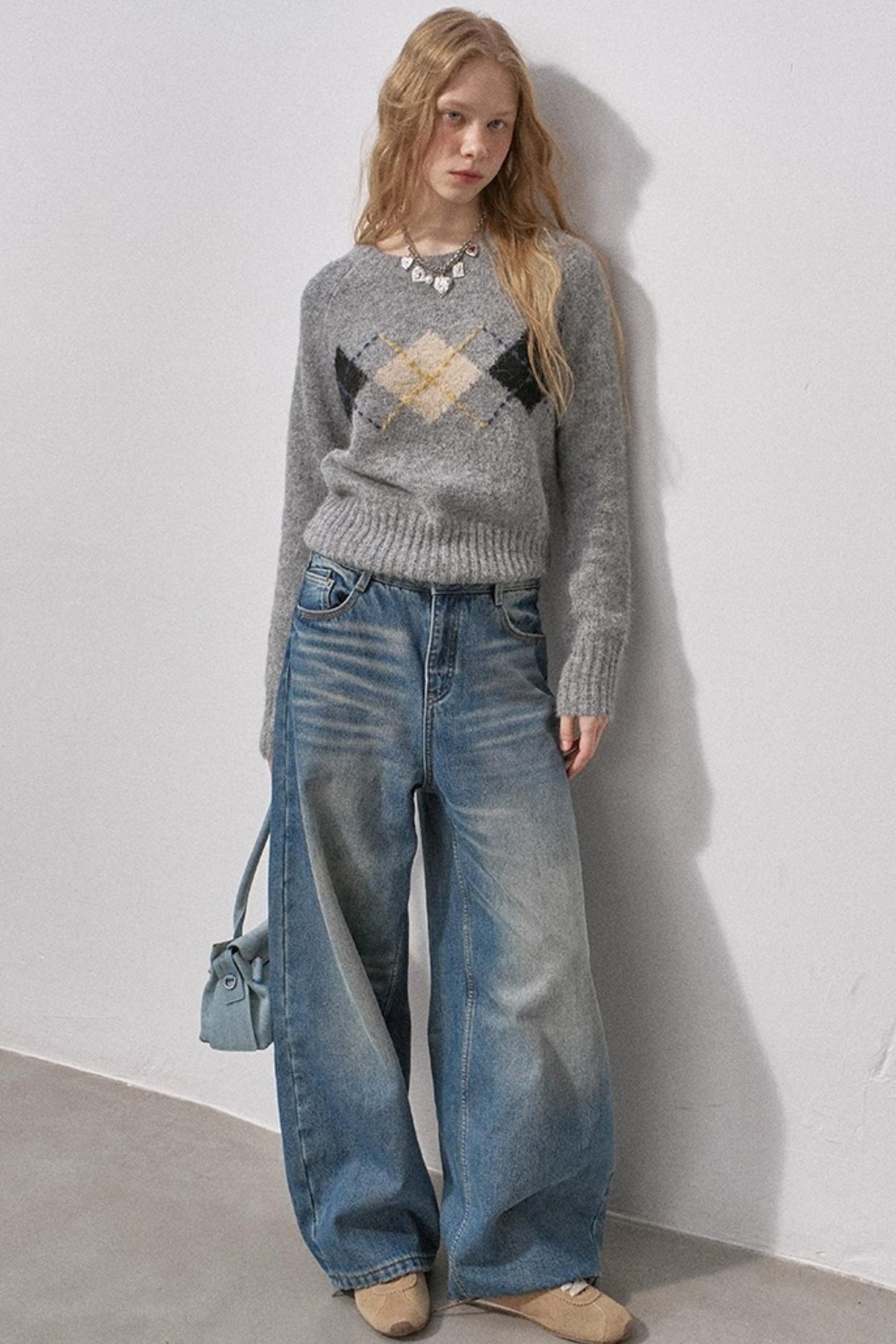 Retro Fleece-Lined Denim Pants
