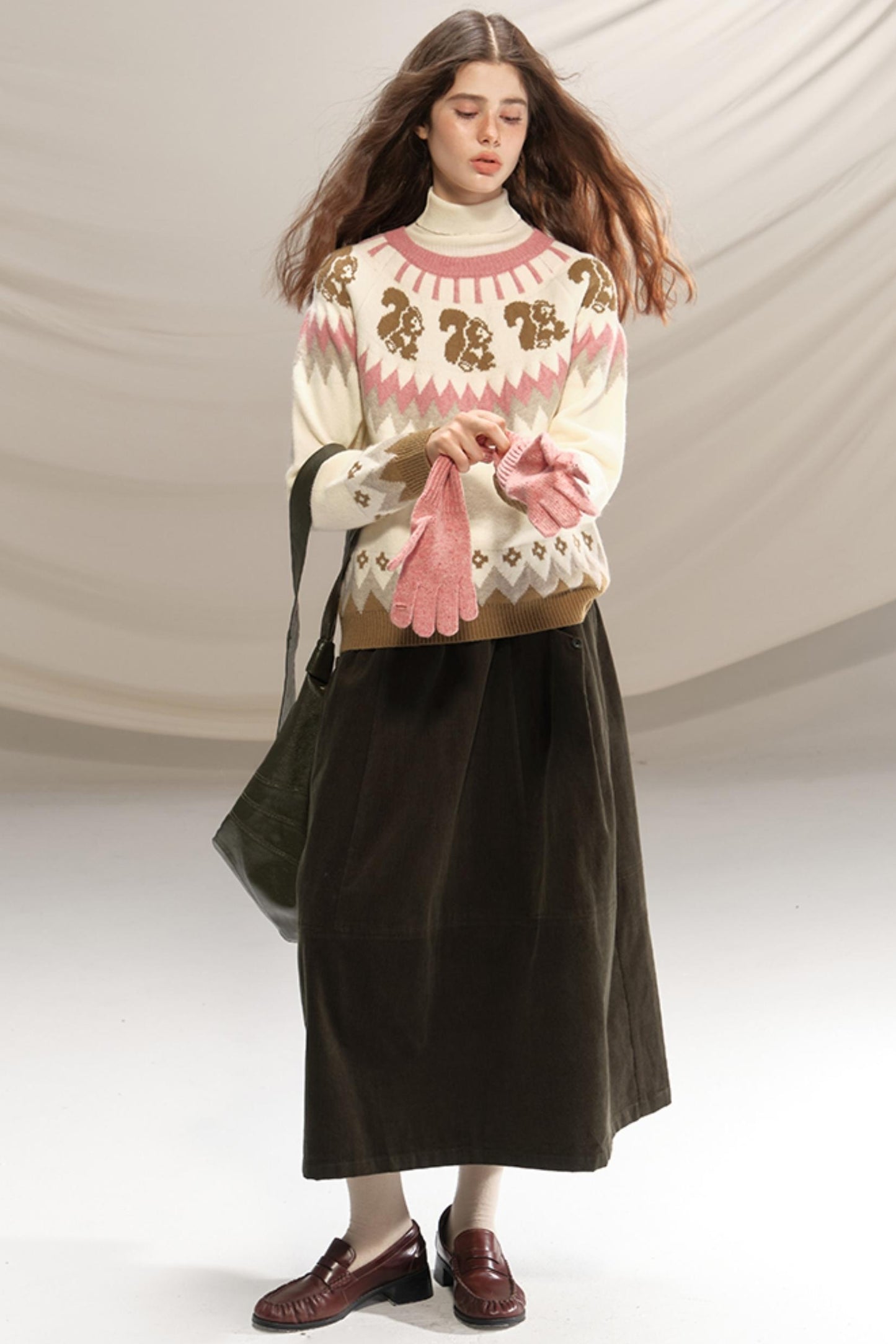 Retro Green Pleated Skirt