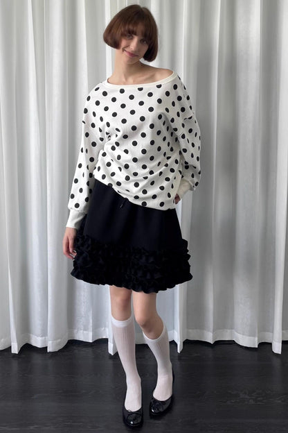 Versatile Polka Dot Crew Neck Sweatshirt