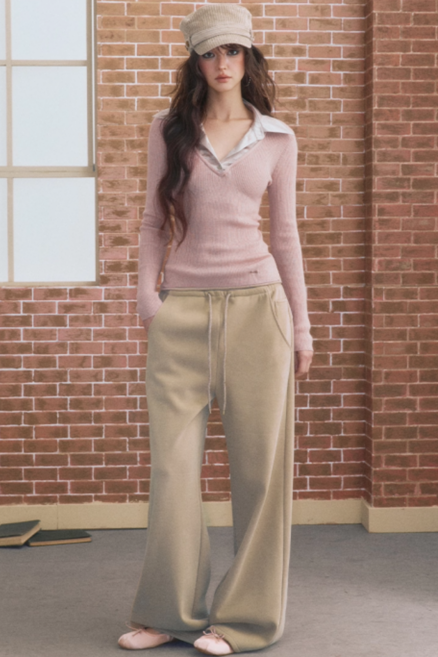 Fake Two-Patchwork Lapel Knit Top