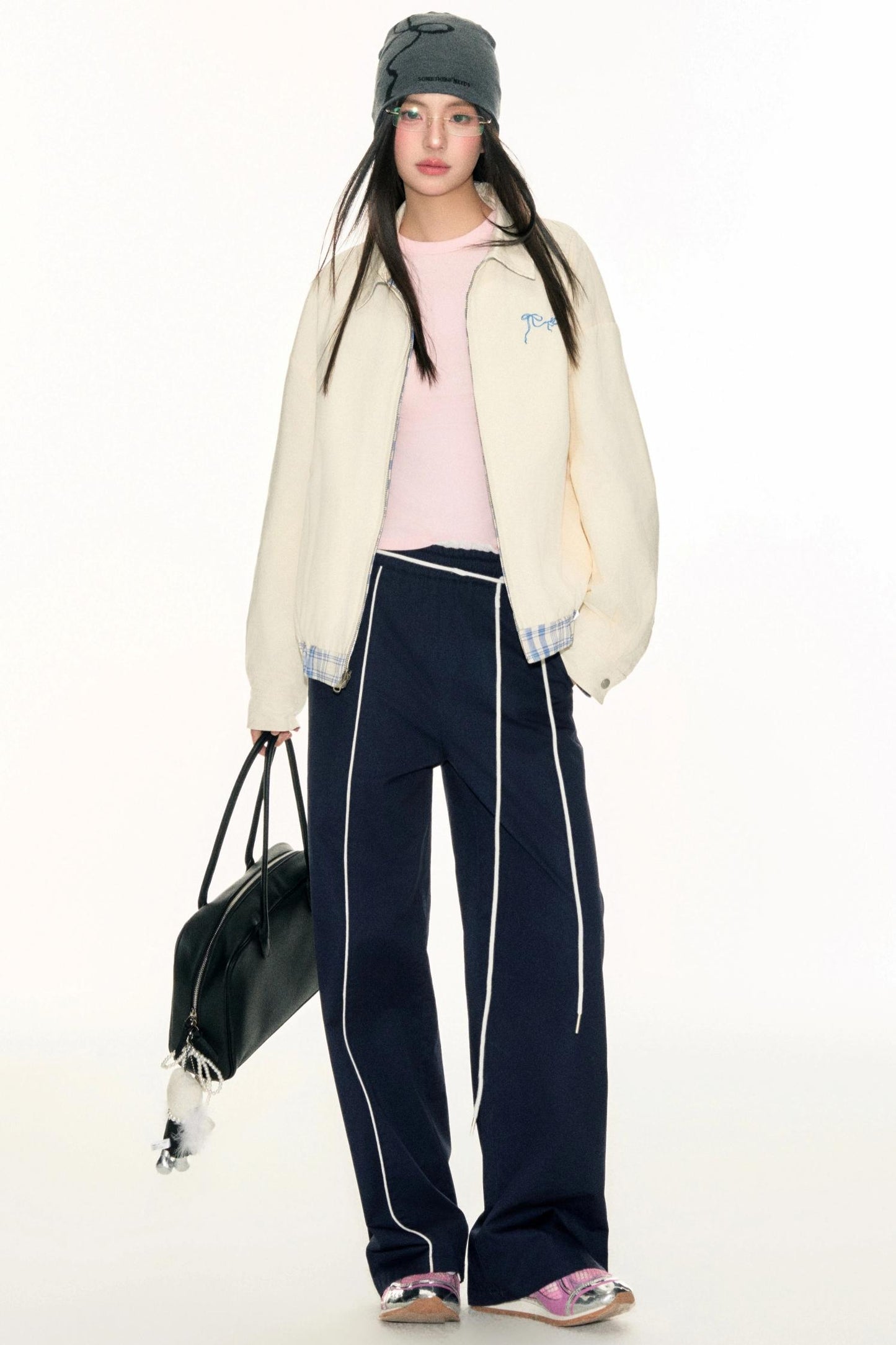 Lace Waist Wide-Leg Pants