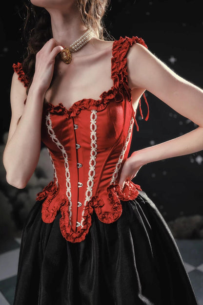 Rotes Retro Korsett-Westen-Set