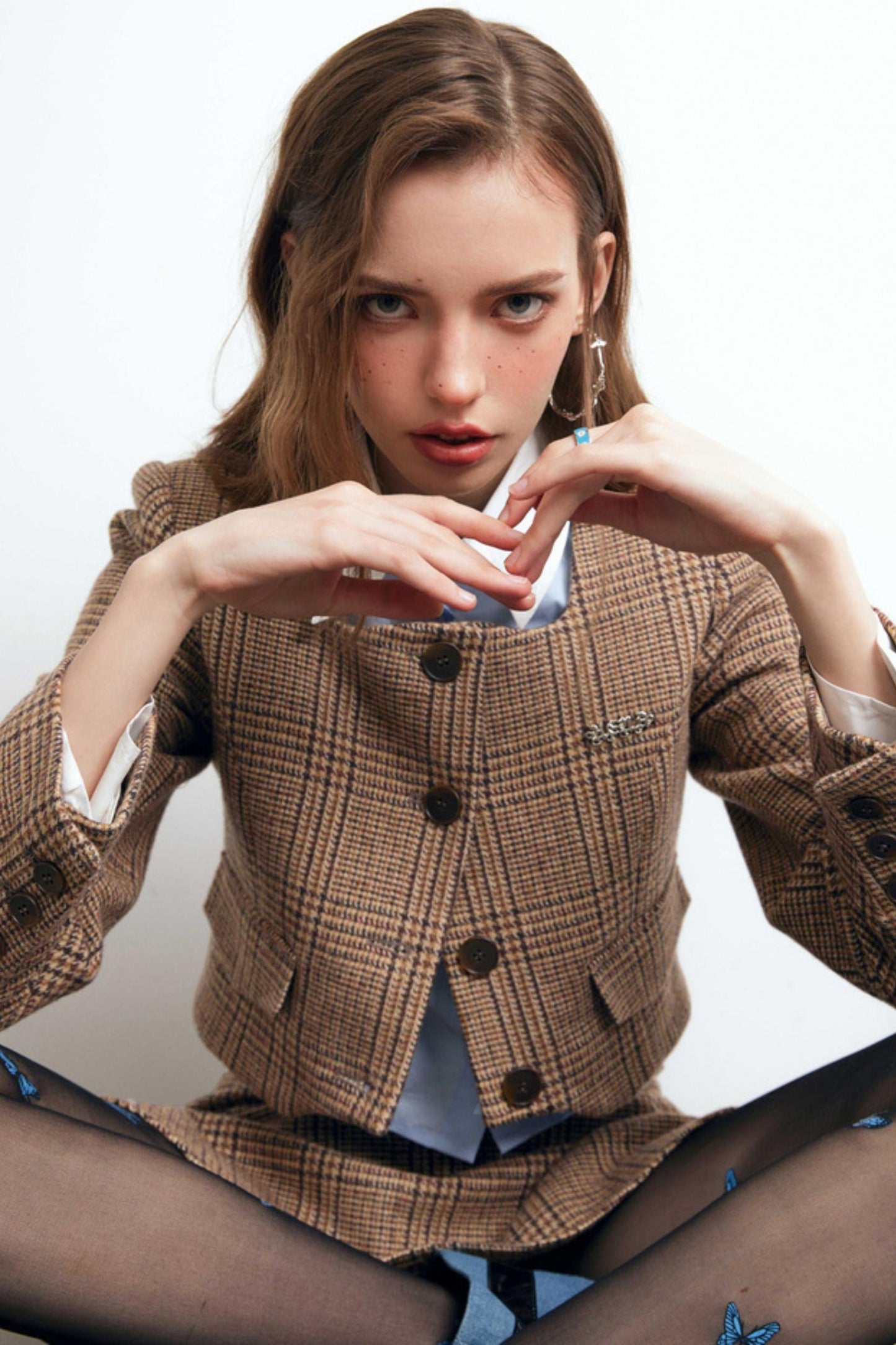 Brown Checked Tweed Jacket