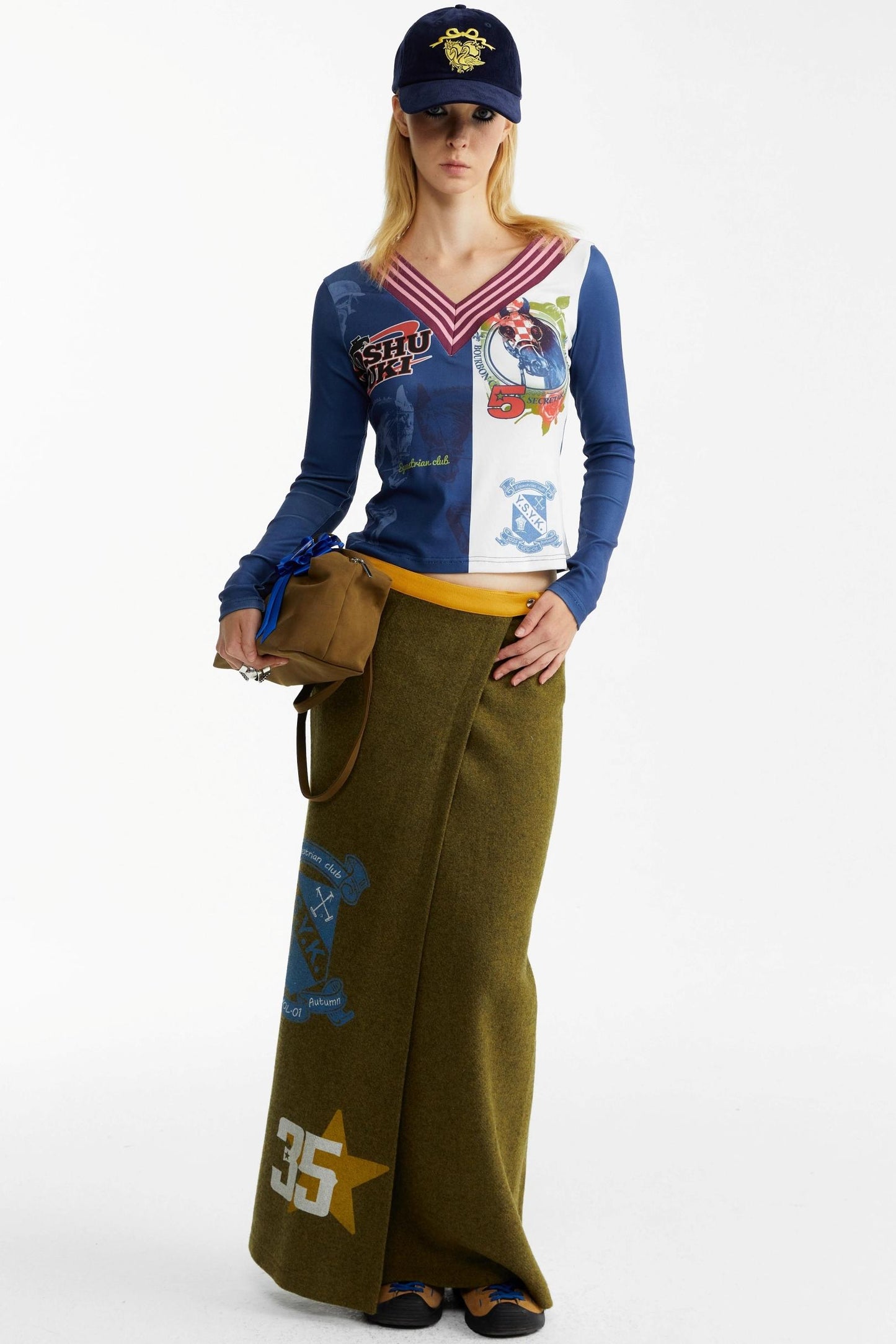 Olive Woolen Long Skirt