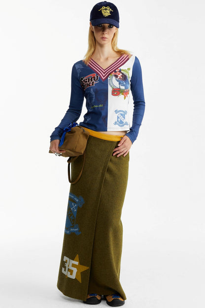 Olive Woolen Long Skirt