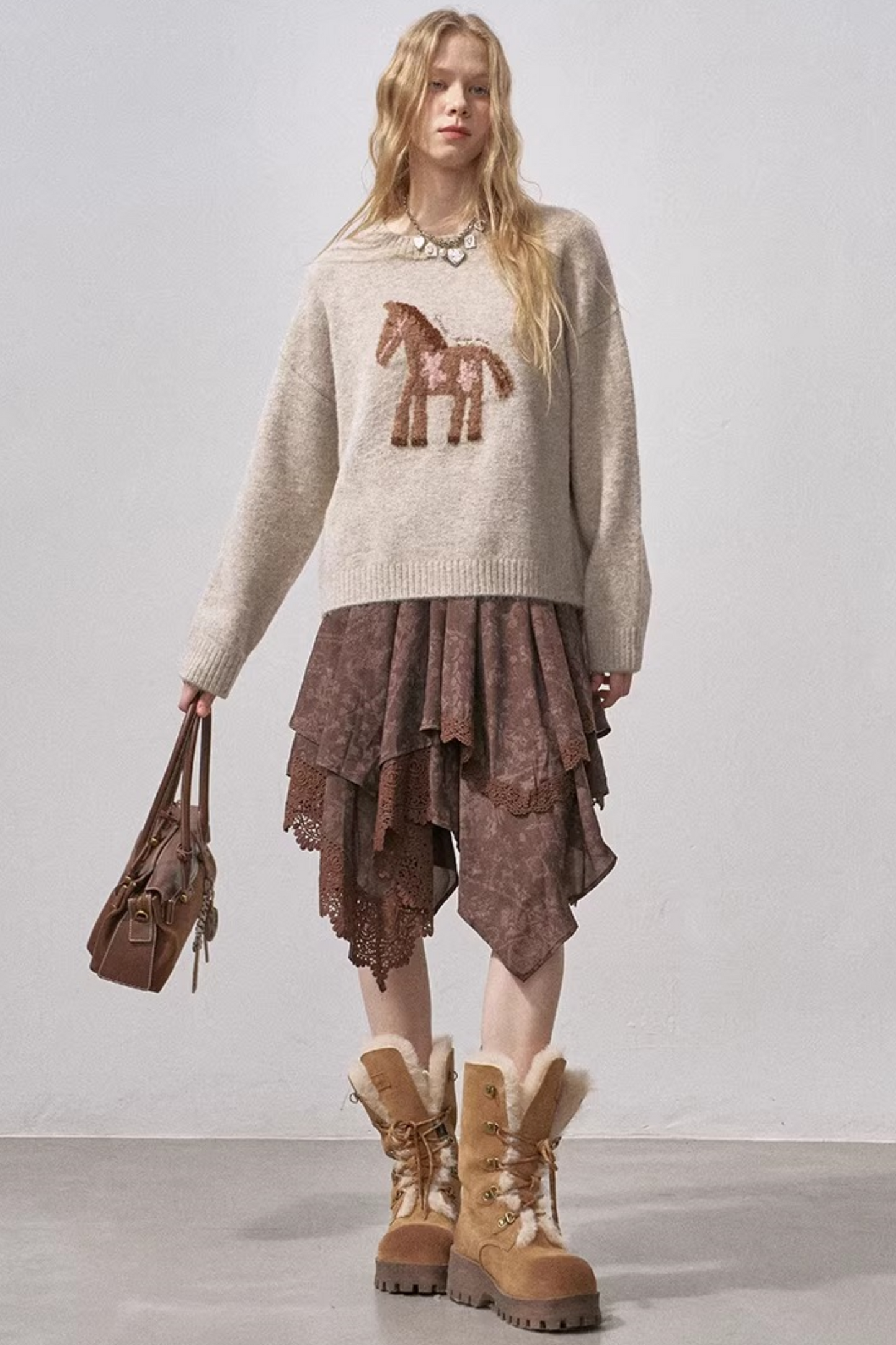 Lace Asymmetrical Layered Skirt