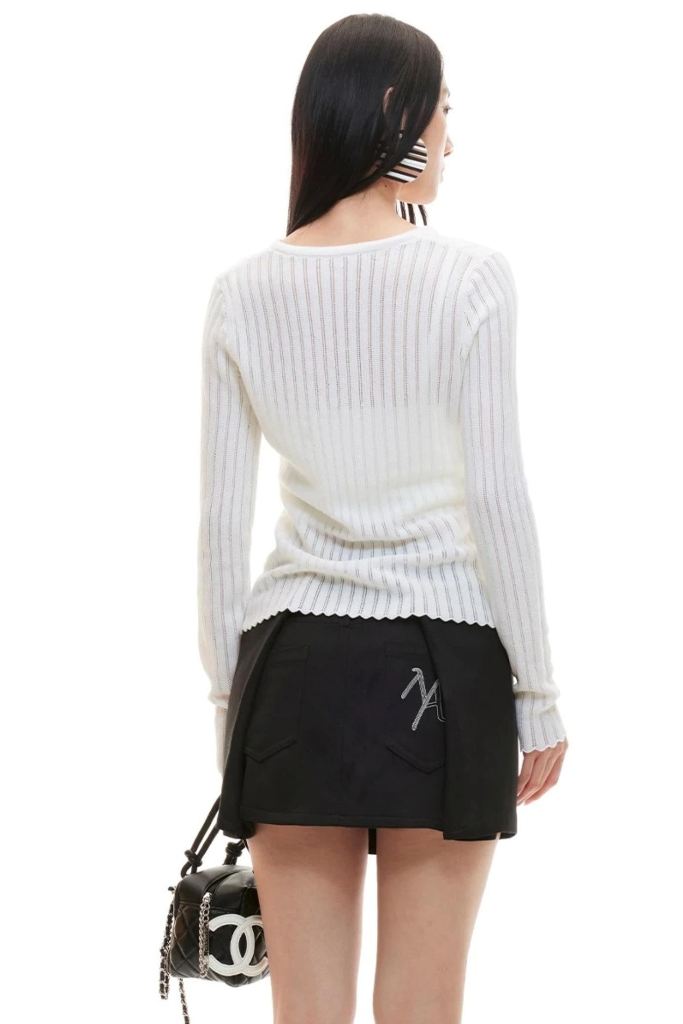 Sheep Wool Ribbon Knit Top