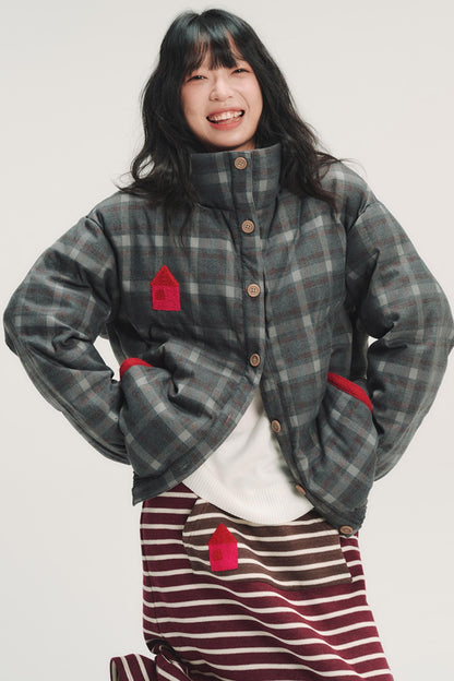 Colorful Embroidery Plaid Jacket