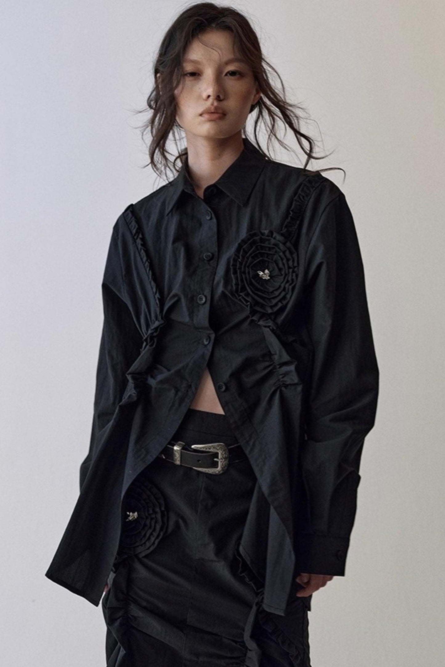 Petal Plaid Flower Shirt Set-Up