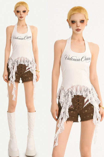 Letter Print Halter Top
