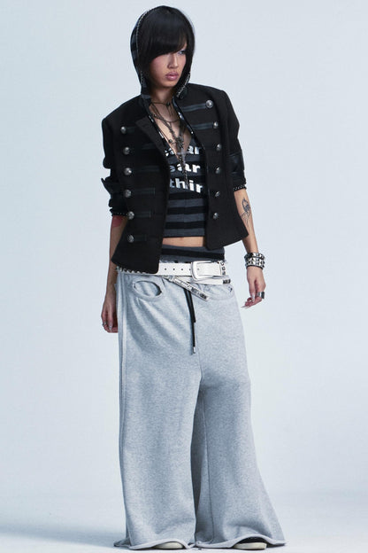 Retro Patchwork Leather Sweater Jacket