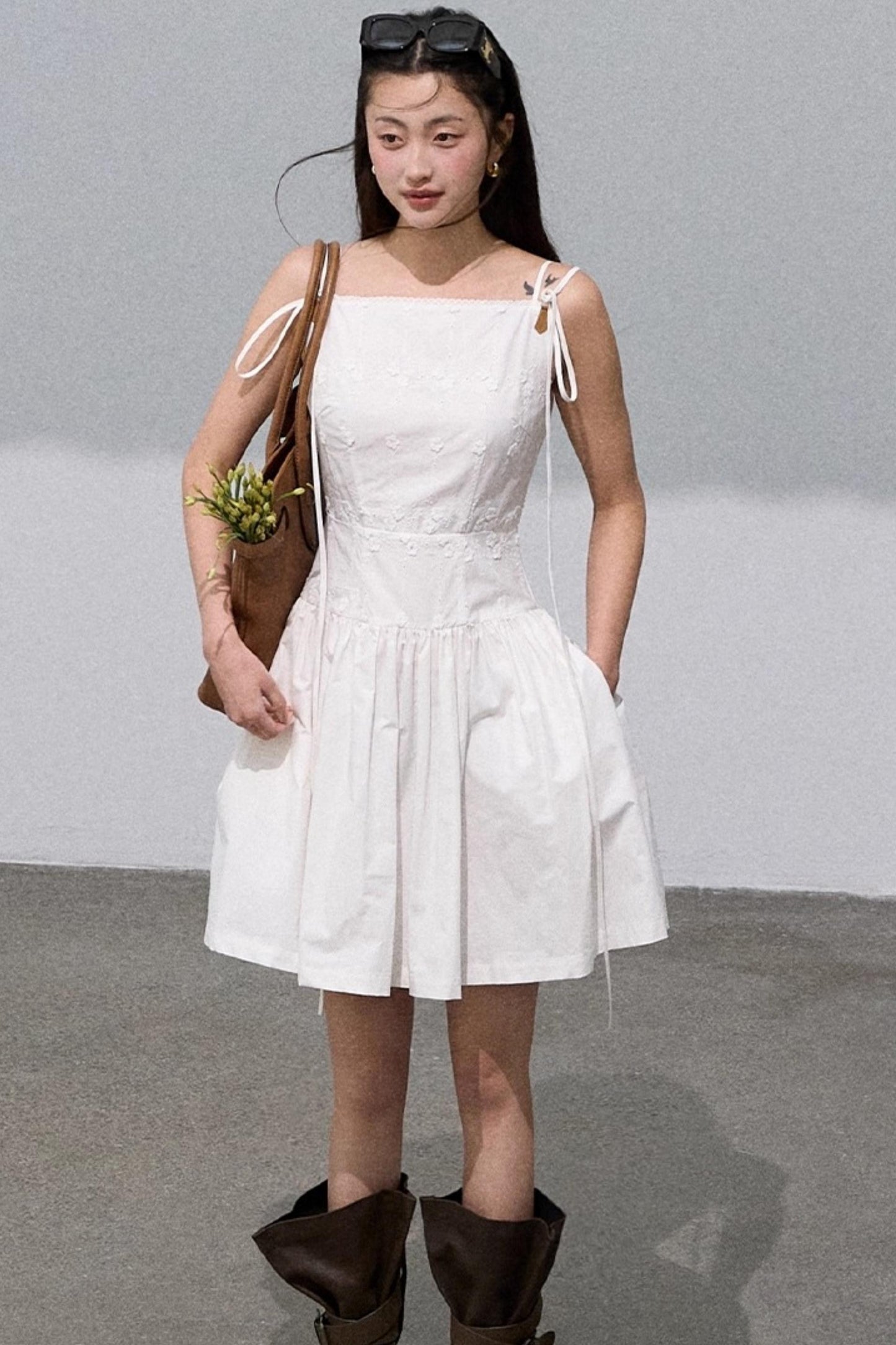 Three-Dimensional Embroidered Sleeveless Dress