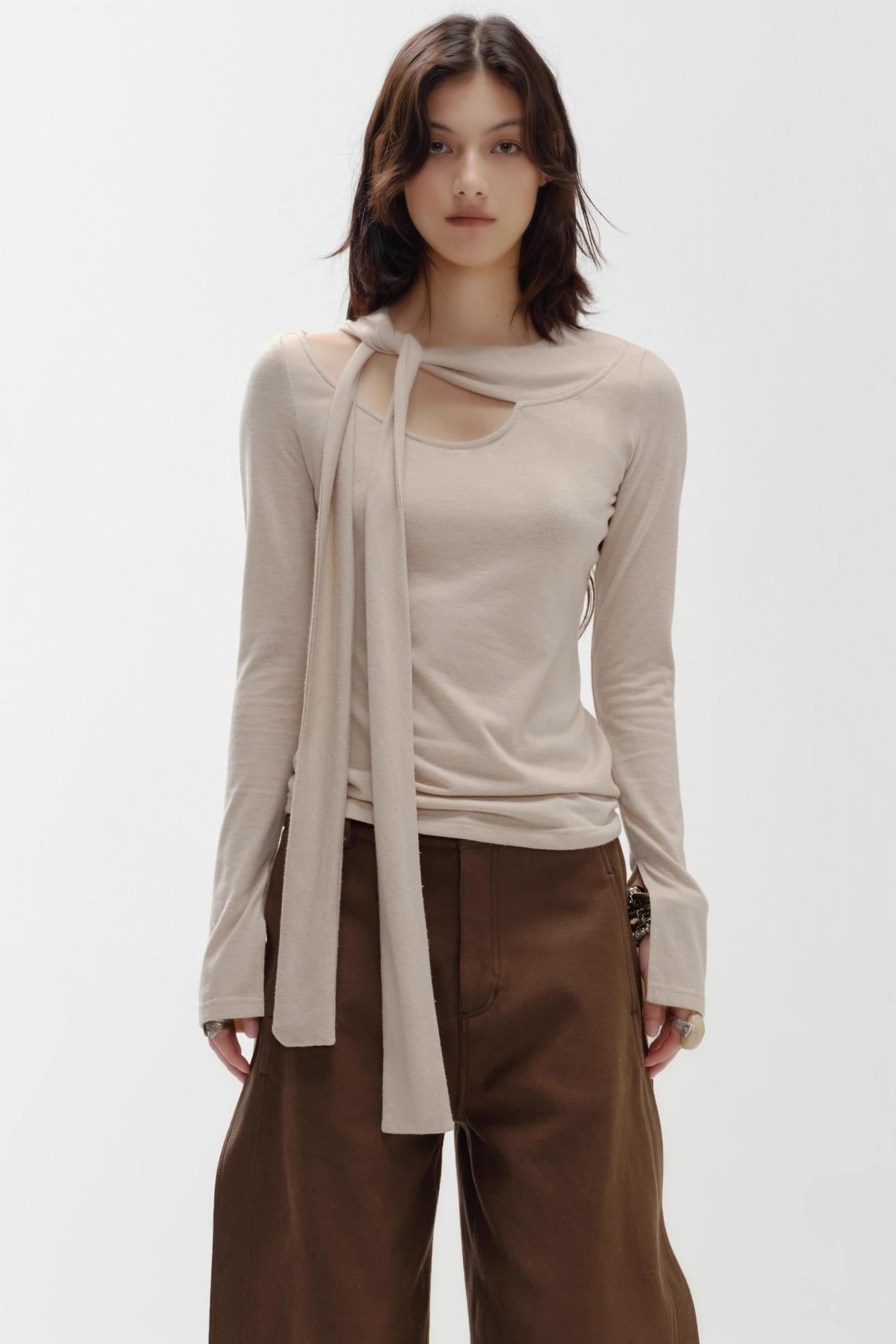 Retro Asymmetrical Knitted Top