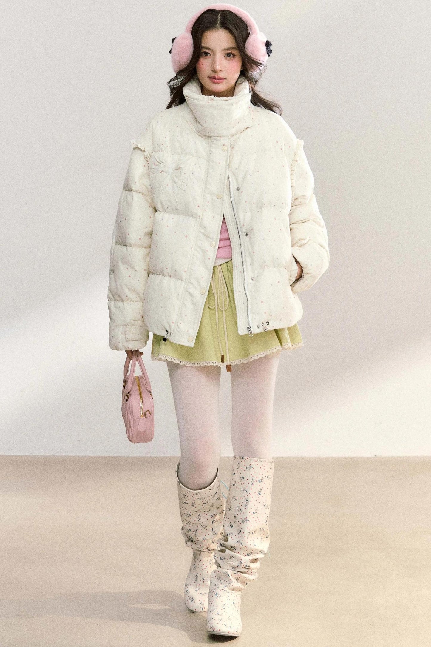 Polka Dot Cotton Puffer Jacket