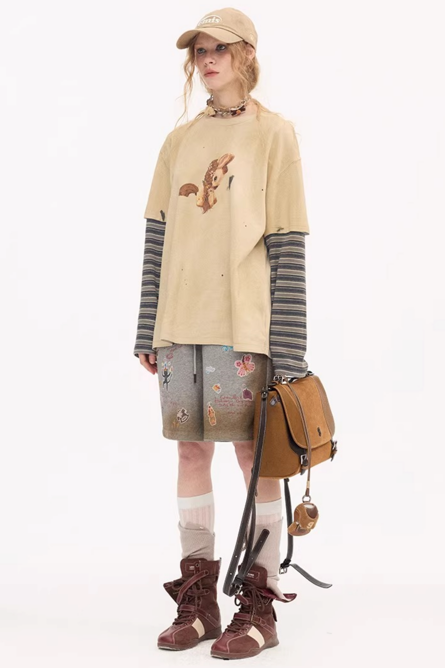 Cartoon Animal Distressed Pants