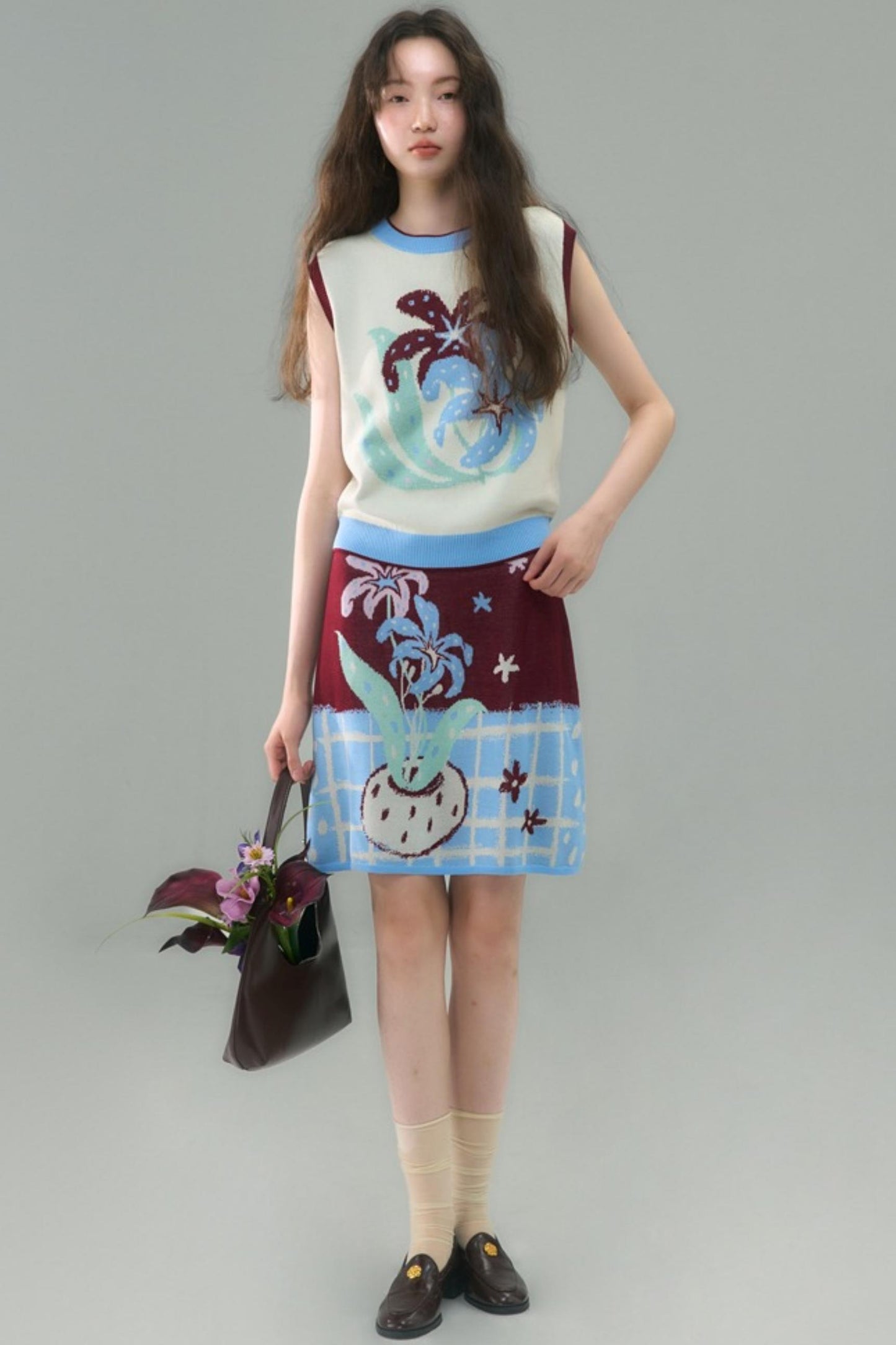 Original Lily Jacquard Tencel Vest Skirt Set-Up