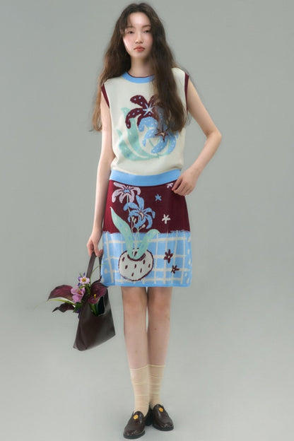 Original Lily Jacquard Tencel Vest Skirt Set-Up