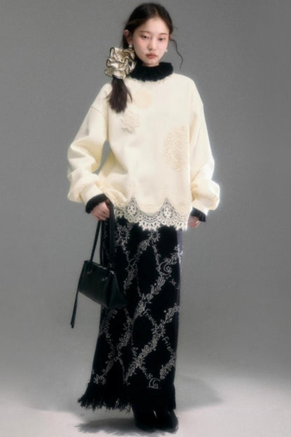 Velvet Floral Knit Top