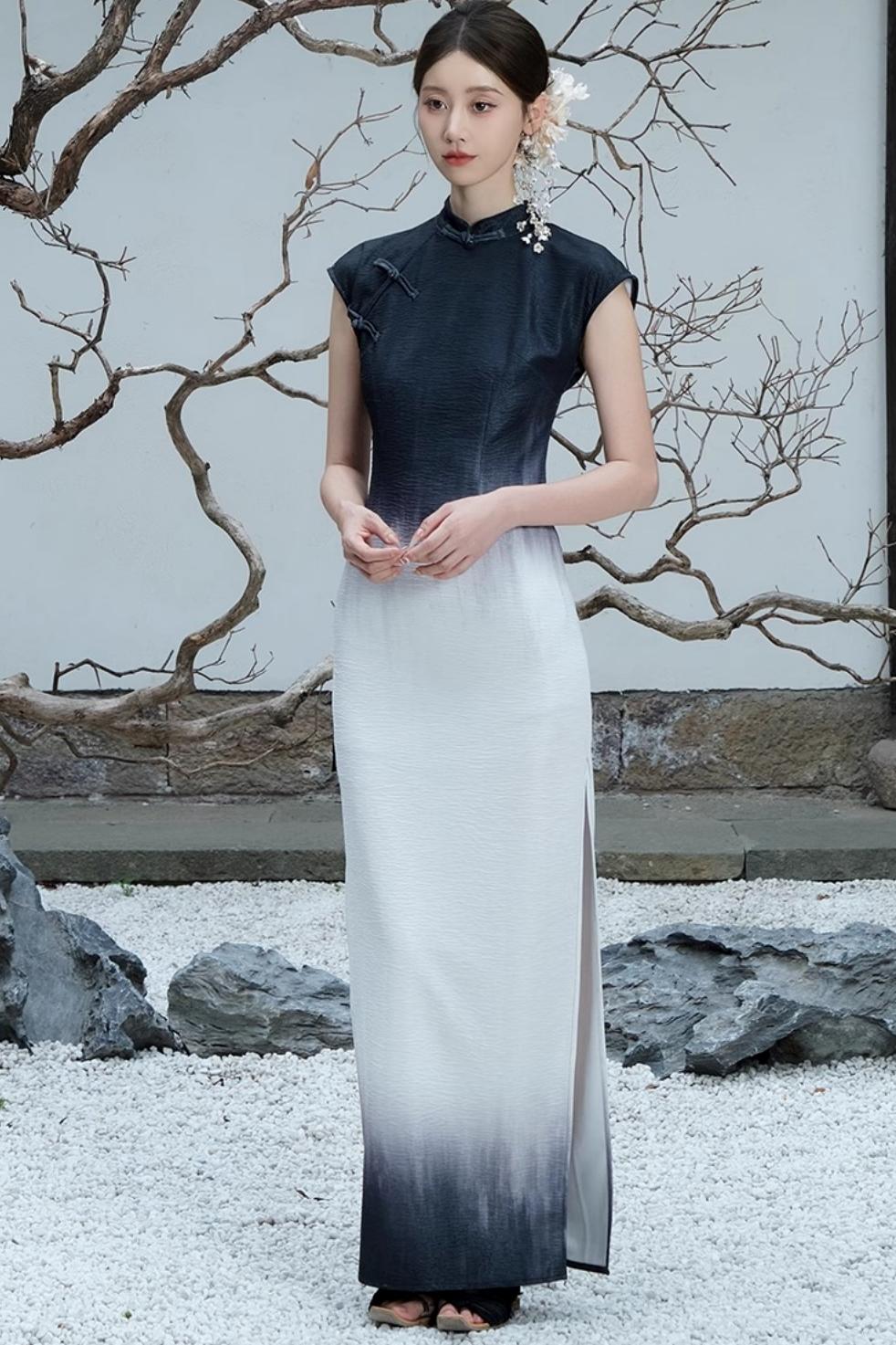 Elegant Gradient Cheongsam Dress