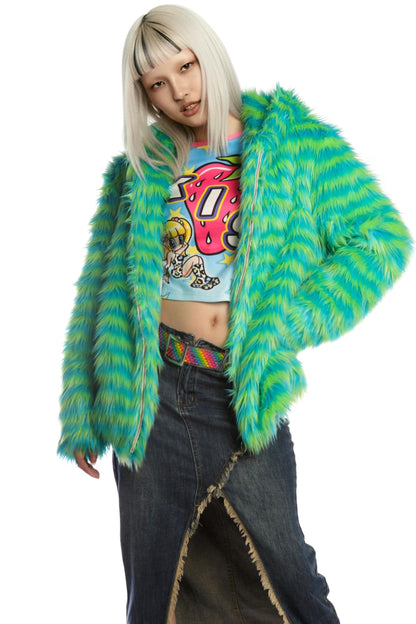 Green Fur Hooded Jacket