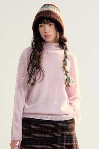 Colorful Wool Mid-Neck Winter Top