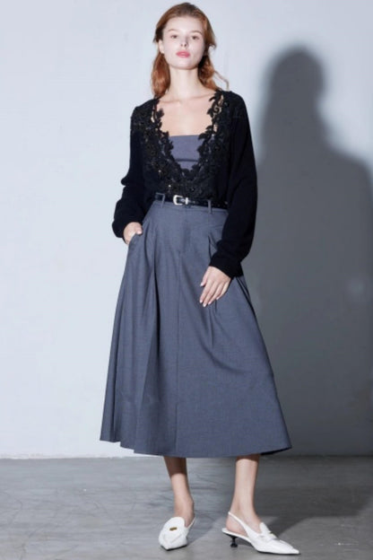 Rhinestone Lace Wool Top