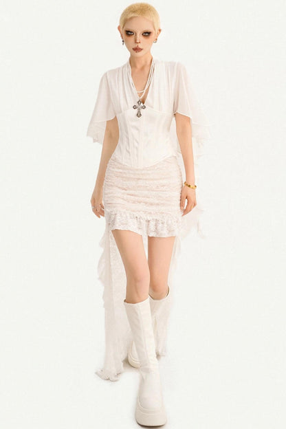 French Ribbon Mesh Blouse
