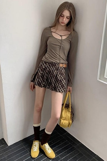 크루넥 긴팔 슬림 탑