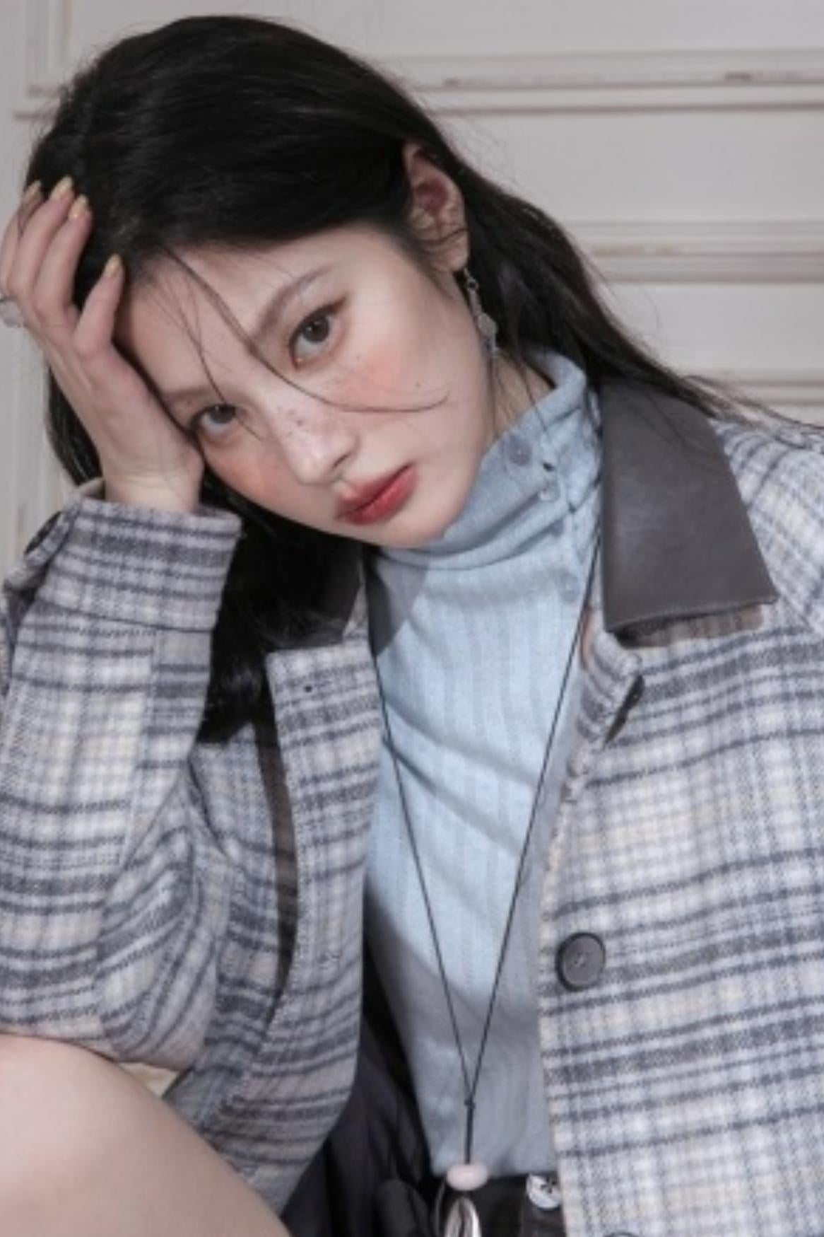 Light Blue Turtleneck Knitwear Top