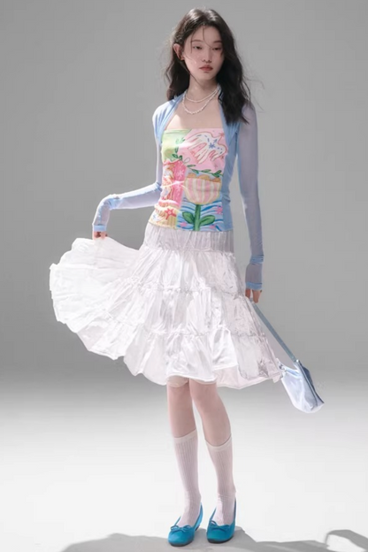 Mesh Splicing Hand-Painted Vest Top