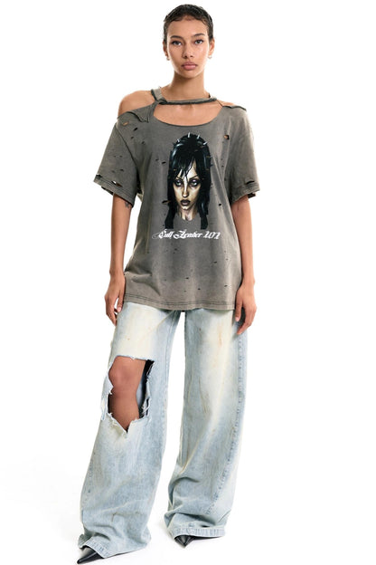Spoiled Aesthetic Distressed Baggy T-shirt
