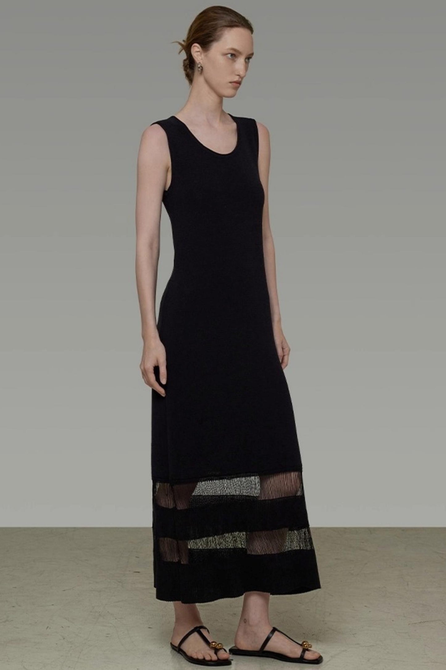 Minimalist U-Neck Tassel Dress