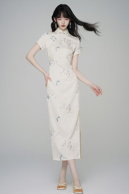Chinese Style Embroidered Short Sleeve Dress
