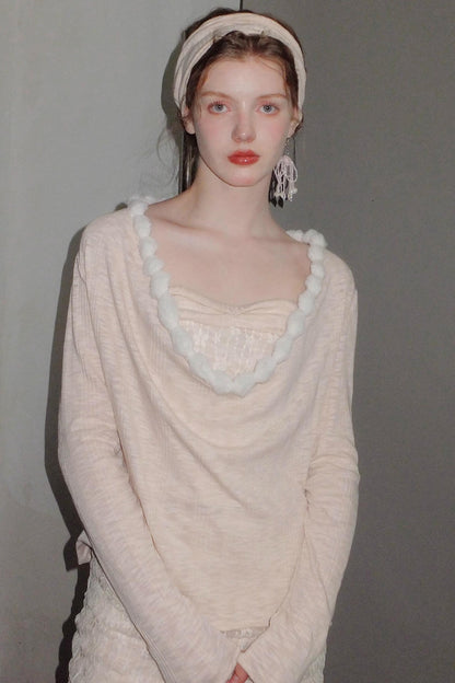 Pink Lace Polka Dot Top Set-Up