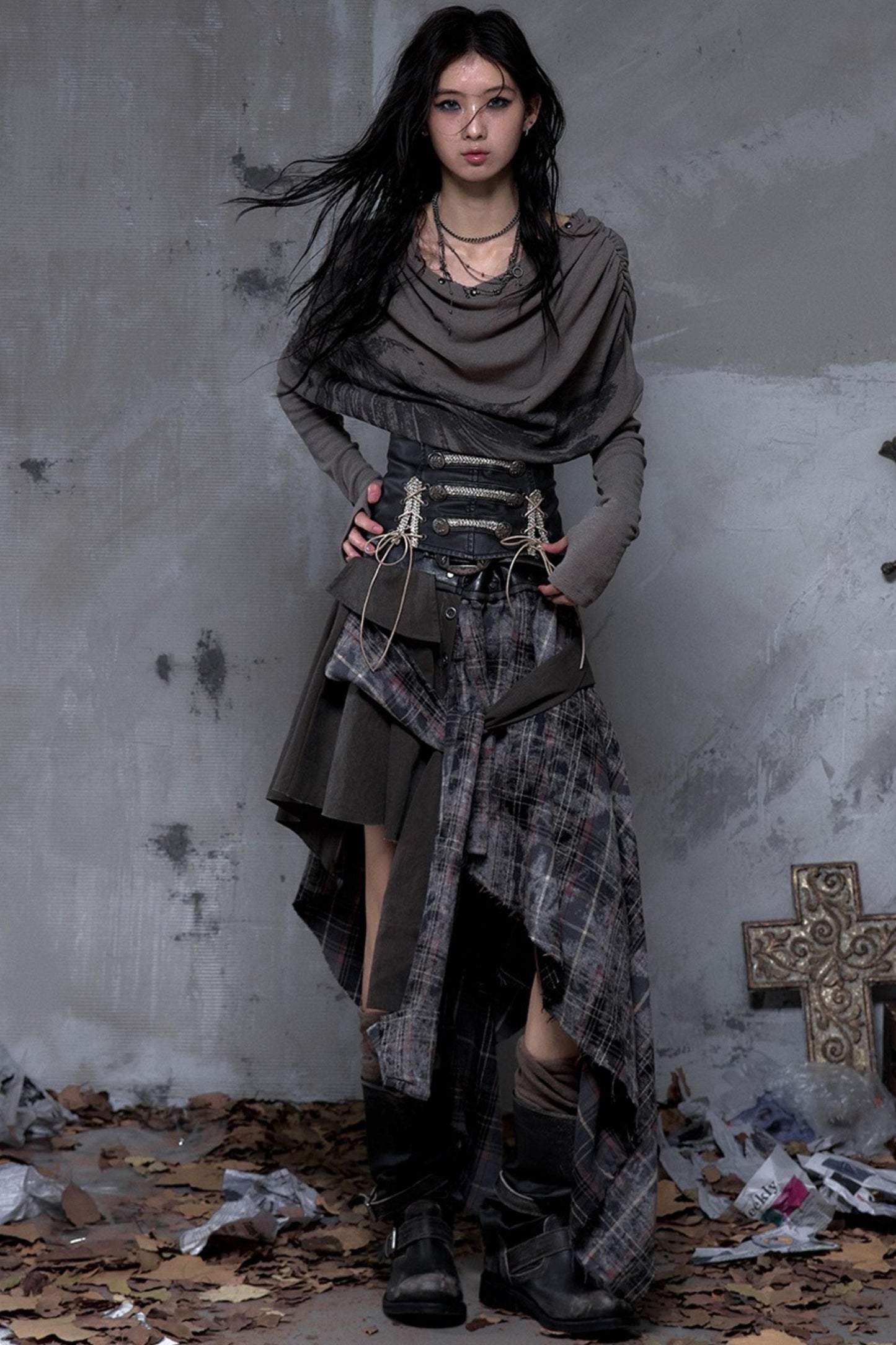 Wasteland Swing Collar Knitted Tops