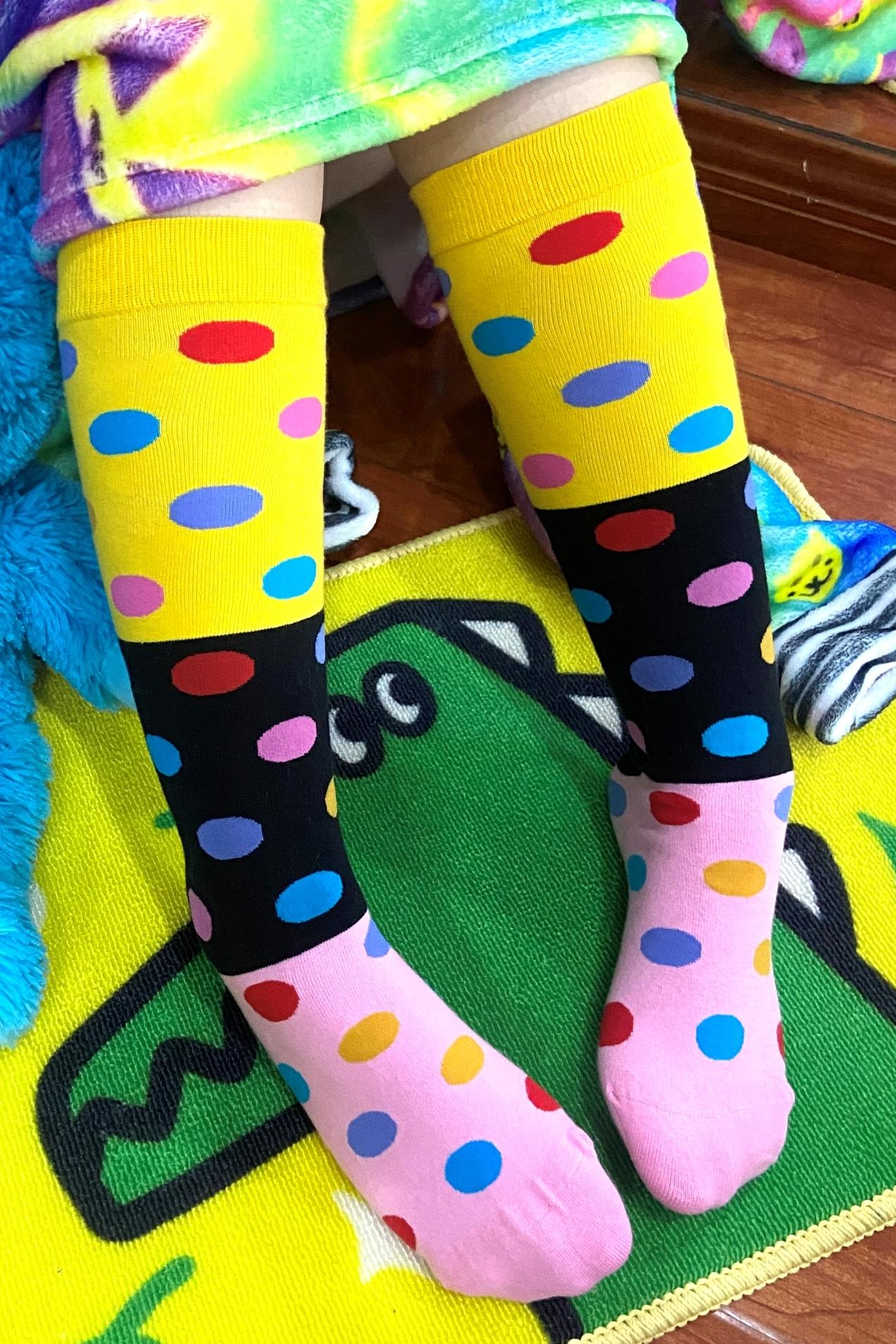 Color-Block Polka Dot Socks