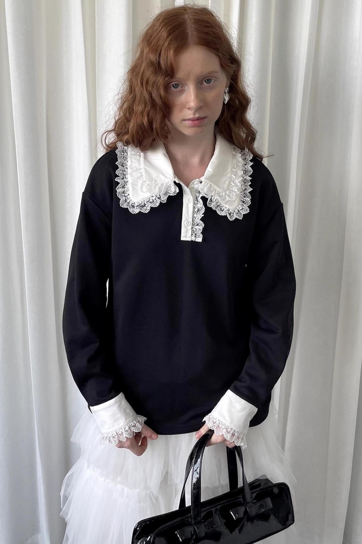 Lace Panel Knitted Sweatshirt