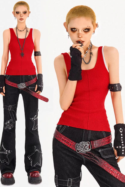 Summer Red Knit Vest