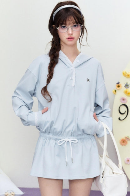 Drape Hoodie Sweater Dress