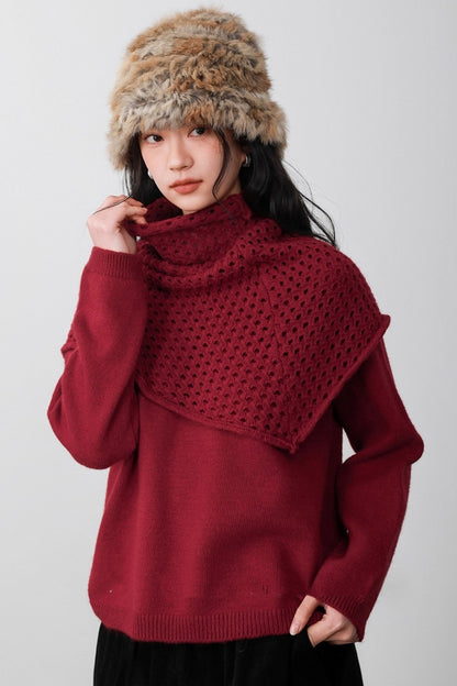Berry Red Knitted Vest Sweater
