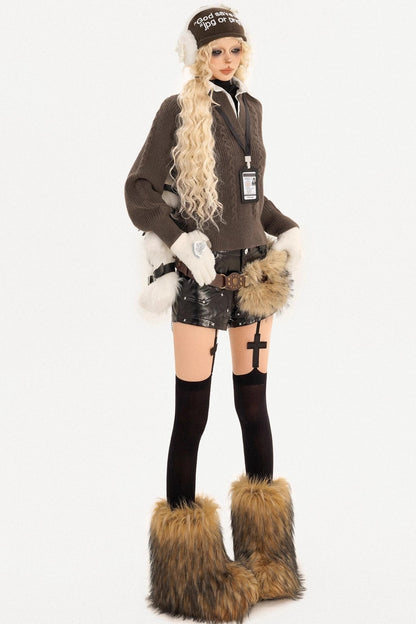 Cable Knit V-Neck Sweater