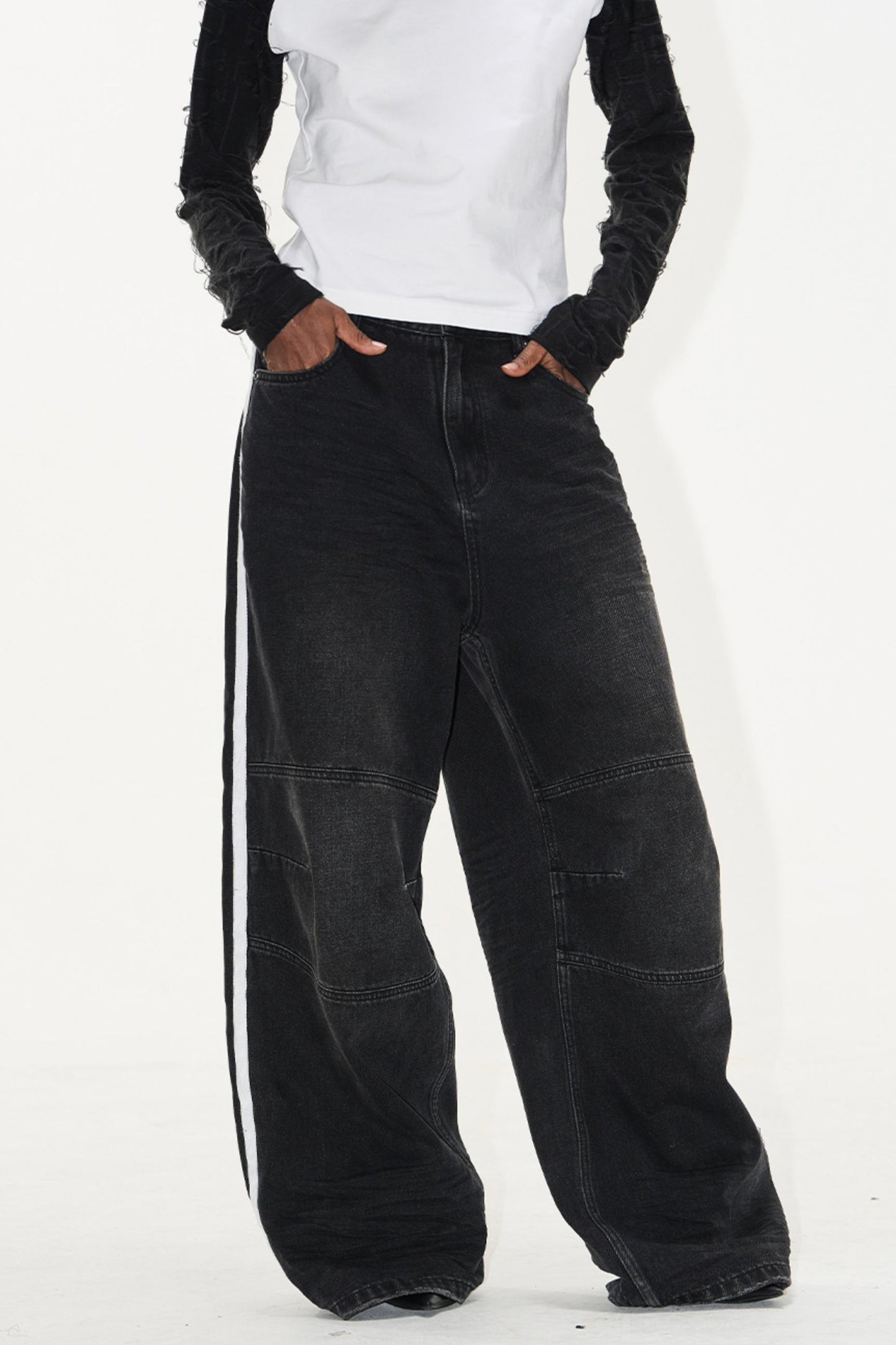 Relaxed Color-Block Jeans