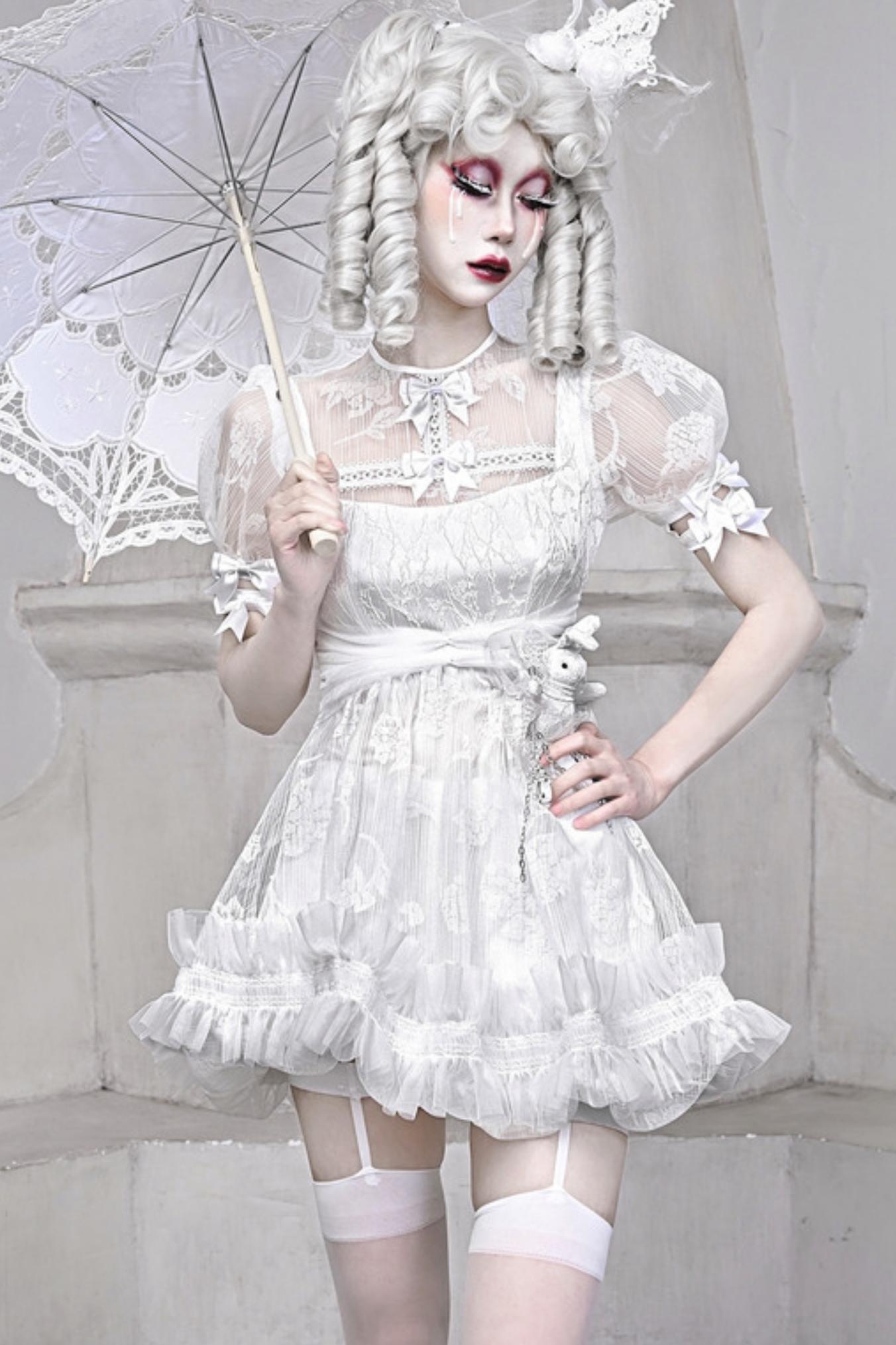 Sleeping Alice Gothic Chiffon Dress Set-Up