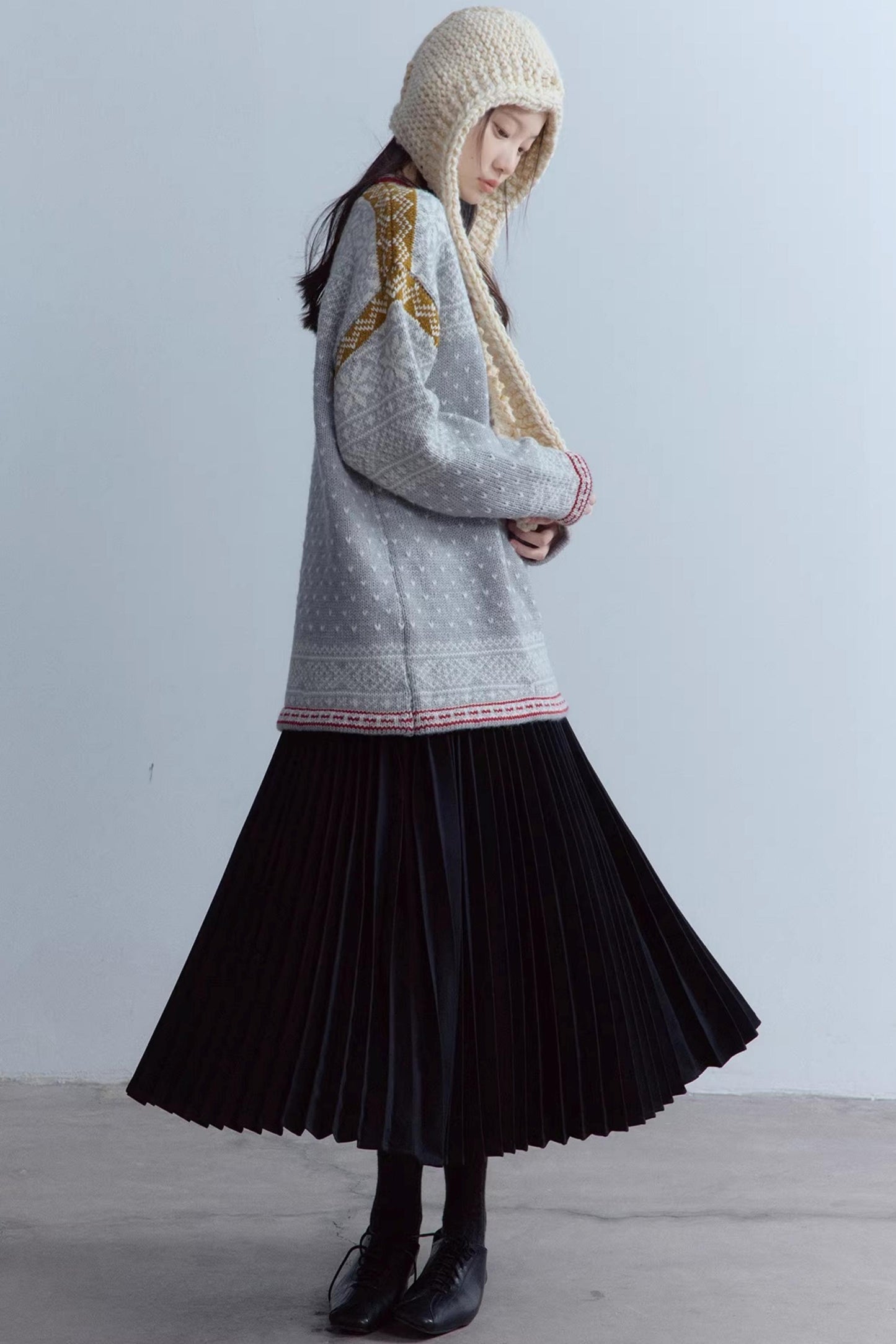 Snowflake Gray Wool Sweater