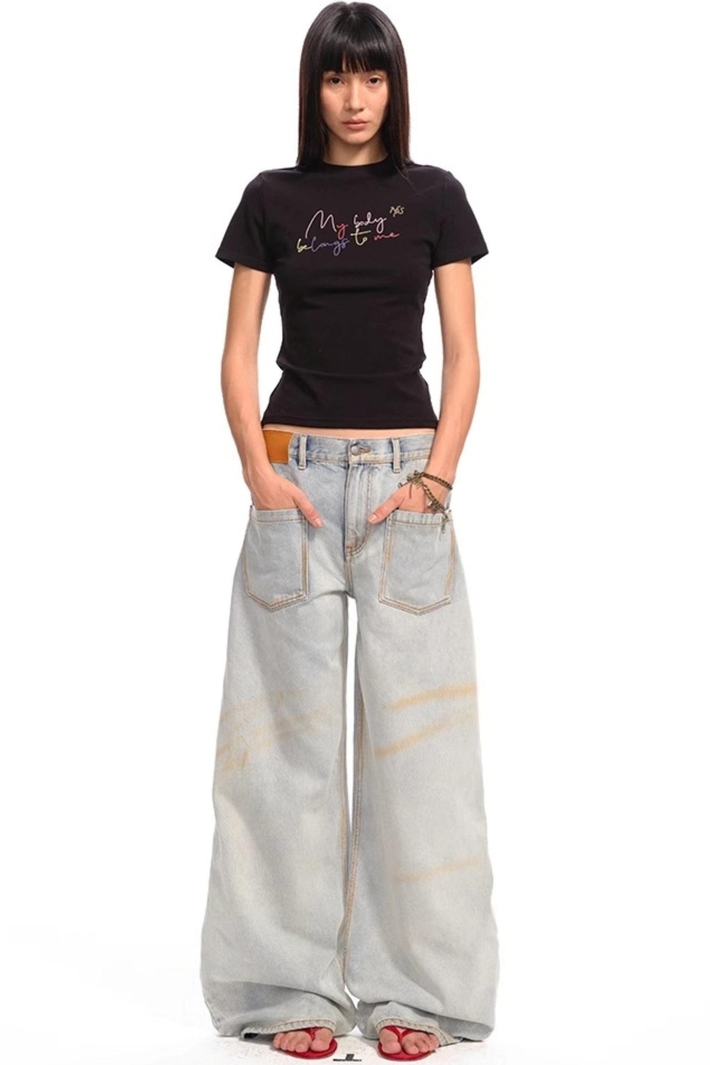 Reversed Wide-Leg Cargo Pants