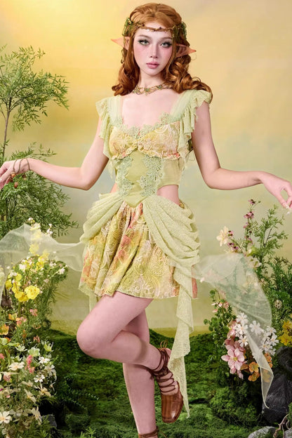 Lace Green Spring Dress Set-Up